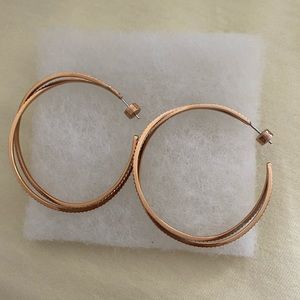 Michael Kors pave rose gold Criss cross hoops